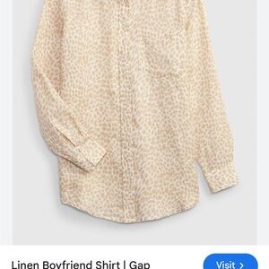 GAP linen boyfriend Cream Leopard Print Shirt